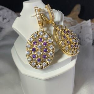 STERLING SILVER AND BRONZE AMETHYST CZ EARRINGS